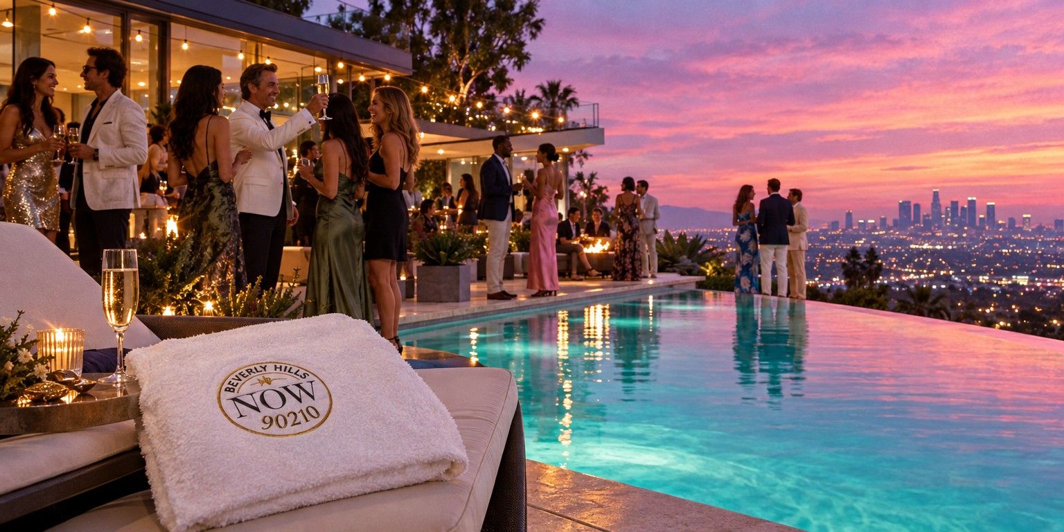 Pool party above the city lights